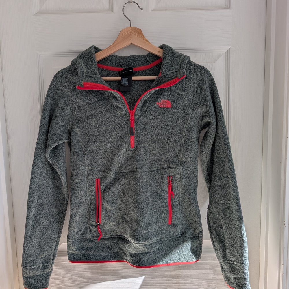 The North Face Green and Red Hoodie Women's Size XS